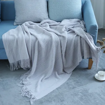 Knitted Decorative Throw Blanket with Tassel Office Nap Travel Sofa Plaid Children Adult Cobertor Winter Bedspread Many styles - Цвет: 130X170CM