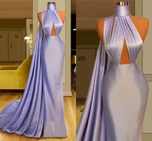 

Light Purple Sheer Evening Dresses Middle East Satin Party Dress 2021 Saudi Arabic Dubai Long Prom Gowns Robe De Soiree