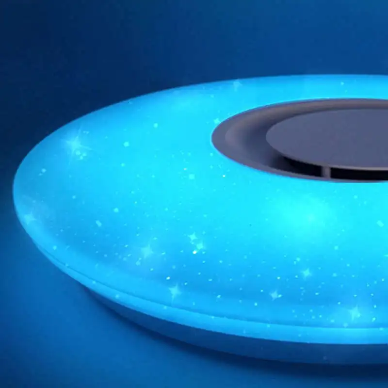 60W Rgb Flush Mount Round Starlight Music Led Ceiling Light Lamp With Bluetooth Speaker, Dimmable Color Changing Light Fixture W