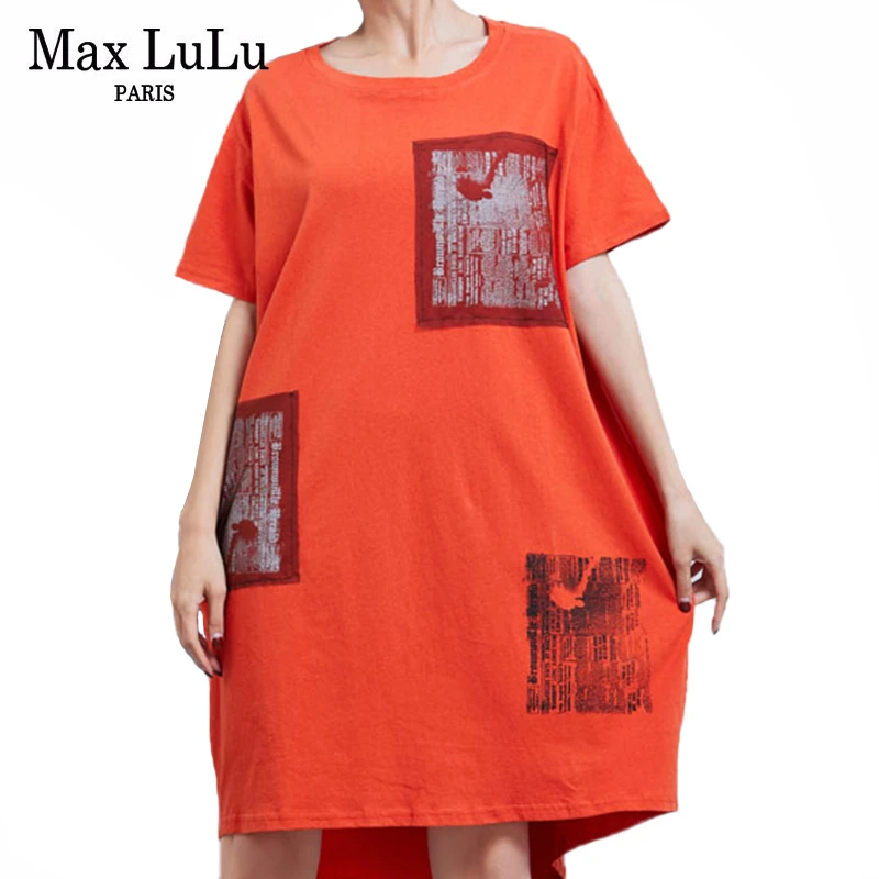 Max LuLu 2020 корейские летние модные женские платья с короткими рукавами принтом
