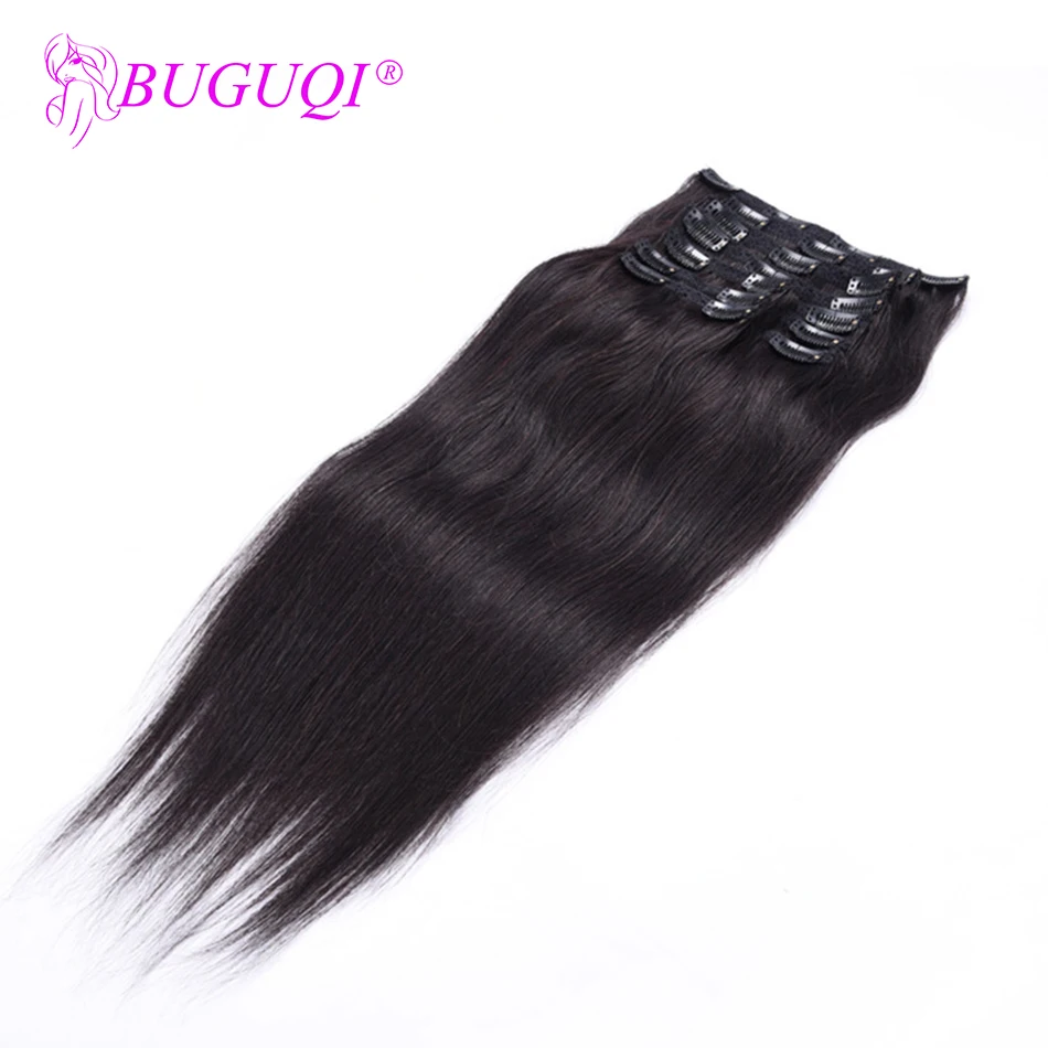 

BUGUQI Hair Clip In Human Hair Extensions Malaysian Natural Color Remy 16- 26 Inch 100g Machine Made Clip Human Hair Extensions