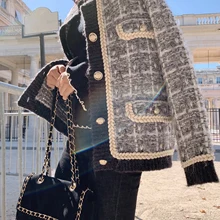 MISHOW осень зима толстое клетчатое вязаное пальто женское темпераментное однобортное пальто с длинными рукавами MX19C5249