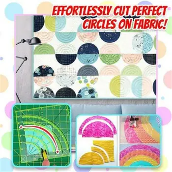 

Arcs Fan Quilt Circle Cutter Ruler Quilting Ruler Acrylic Patchwork Quilters Ruler with Double Colored Lines for Easy Cutting