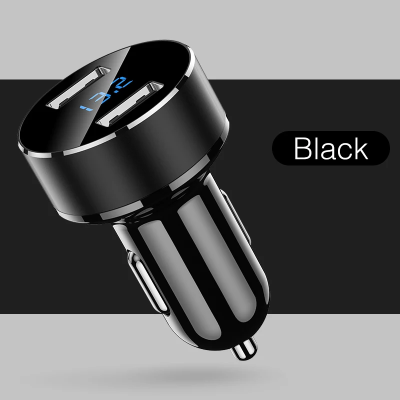 Автомобильное зарядное устройство 5 В/3,1 а с двумя usb-портами, светодиодный дисплей, универсальное автомобильное зарядное устройство для телефона samsung iPhone X XS 8 Plus Xiaomi HUAWEI Tablet - Тип штекера: Black