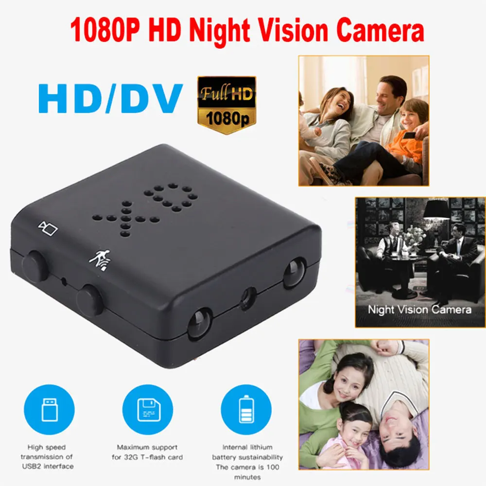 Самая маленькая видеокамера с датчиком движения Looping видео DVR XD 1080P ночного видения инфракрасная мини камера для дома путешествия мини DV