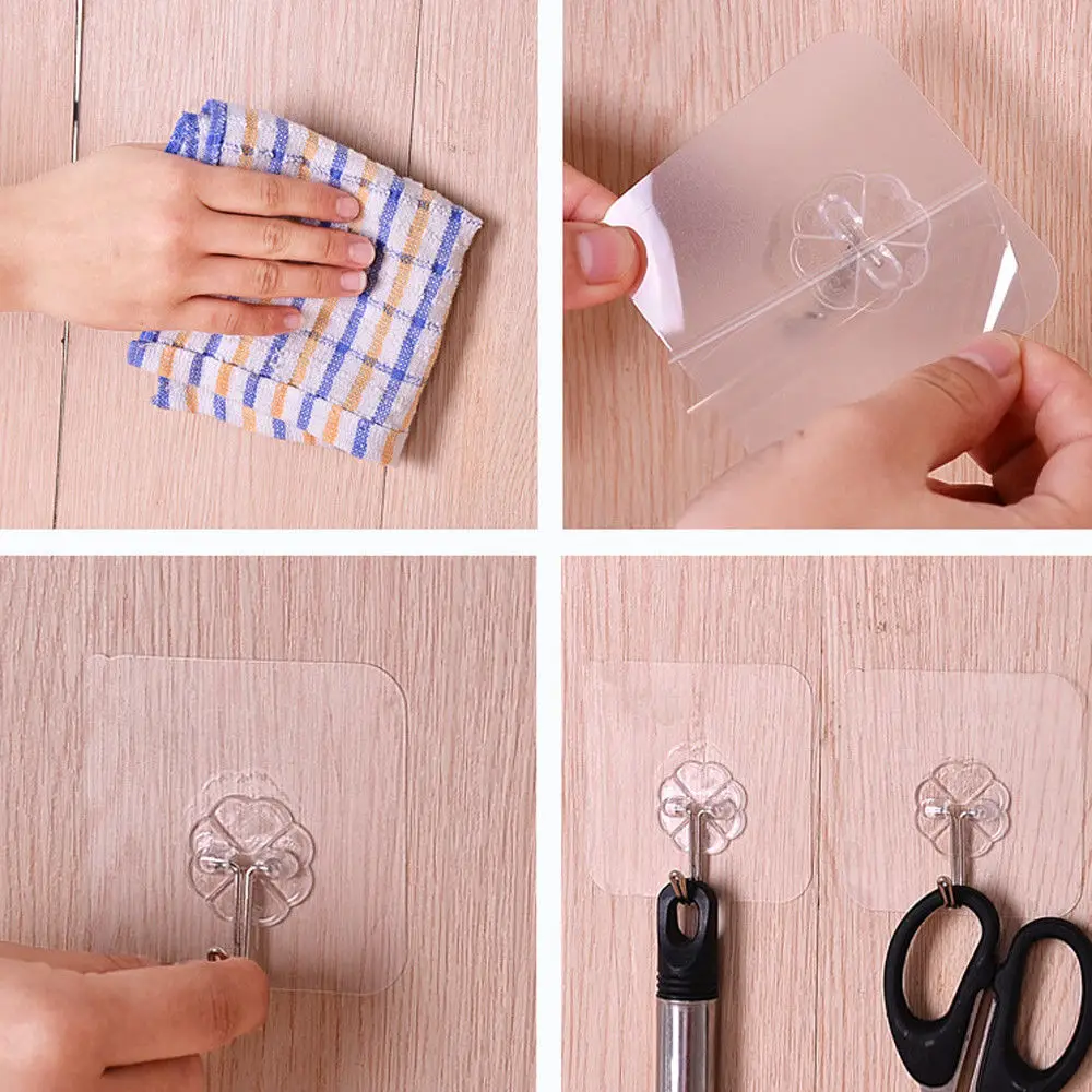 

40PCS Hook Strong Transparent Suction Wall Sucker Hanger Waterproof Adhesive Heavy Load Rack Stainless Steel Hook cintre cabide