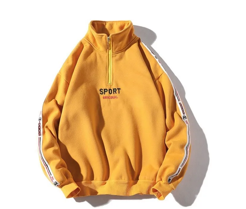Модные брендовые толстовки мужские новые Lente Herfst mannen уличная Толстовка Lange Mouw Rits хип-хоп толстовка мужские топы - Цвет: yellow