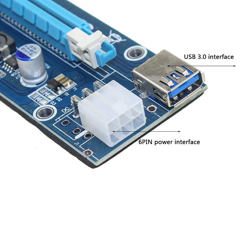 Горячая-Pci-E стойка Pci E Express 1X к 16X Riser Card Usb 3,0 Pci-E Sata к 6Pin кабель питания для Btc Bitcoin Mining Antminer Mine