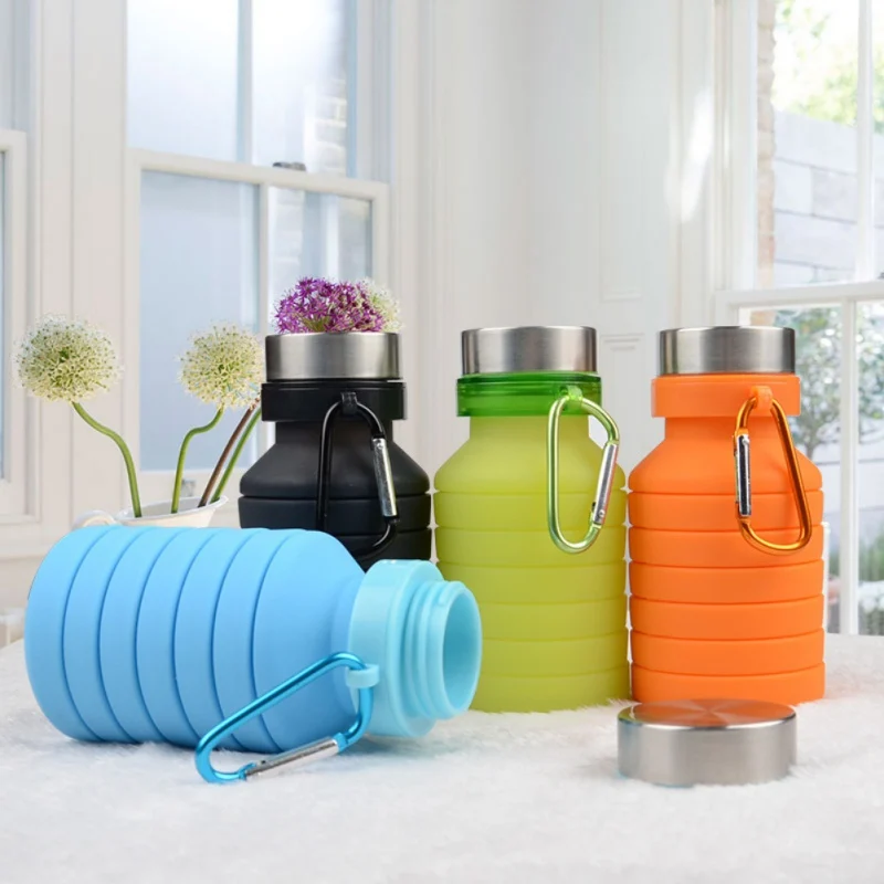 Collapsible Water Bottle Silicone Folding Drinking Portable Travel Sports 