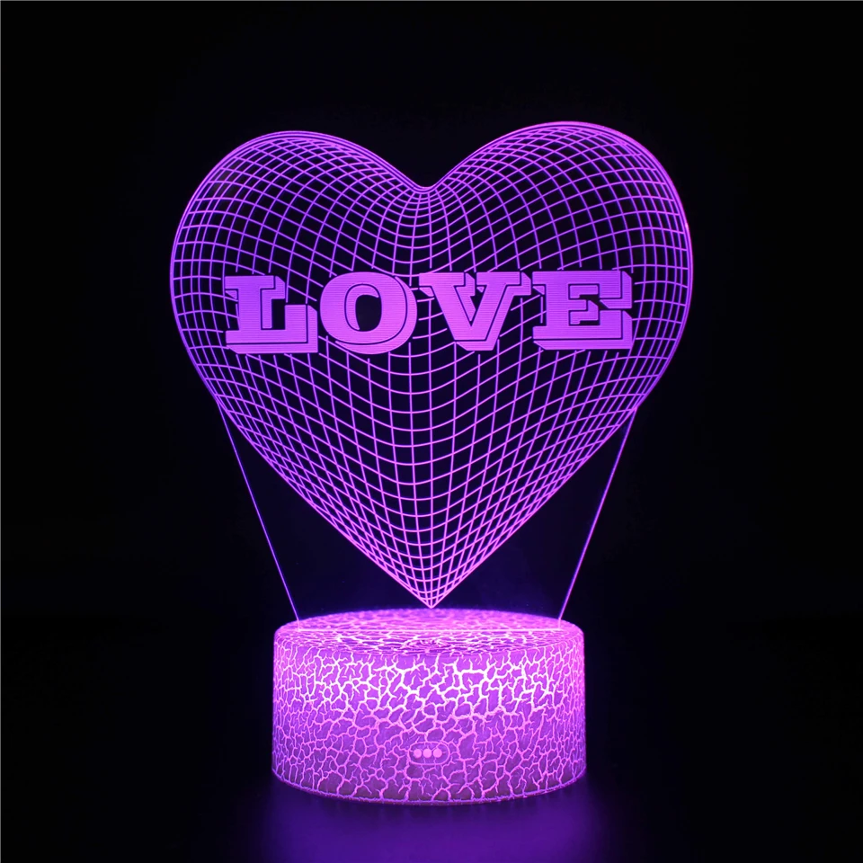 Creative 3D Lamp Led Love Heart Illusion Night Light 3D Night lamp For Valentine Lover Gift Christmas Party Home Decoration