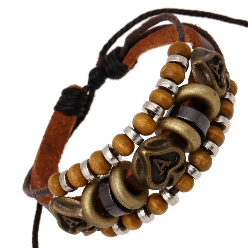 Модный браслет в стиле панк с подвесками виде покера винтажные пики Клубные