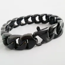 15 мм Мужские Панк Черные 316L из нержавеющей стали круглые панковские звенья цепи браслеты мужские ювелирные изделия горячий подарок для мужчин 7-10 дюймов