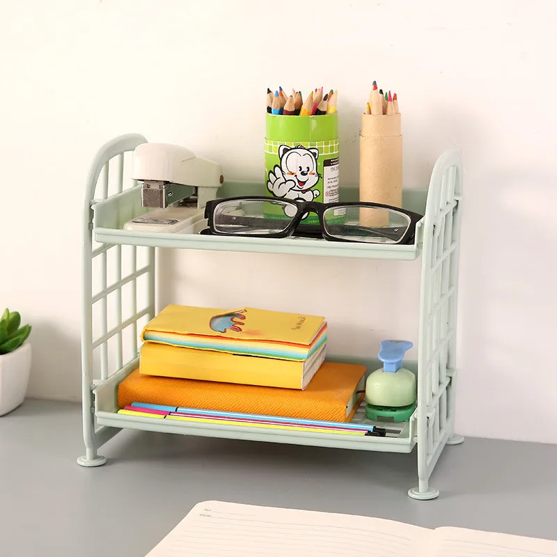 

Tabletop Sundries Storage Rack Double Layer Makeup Shelf Cosmetic Storage Rack Kitchen Can Jar Storage Rack Boite de Rangement