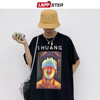 

LAPPSTER Summer Mens Streetwear Graphic T Shirts 2020 New Arrival Harajuku Hip Hop Print T-shirts Korean Fashions Cotton Tees