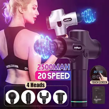 

4000r/min Therapy Massage Gun 3 Gears Muscle Massager Pain Sport Massage Machine Relax Body Slimming Relief 4 Heads Digital