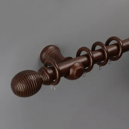 Single rod Твердый деревянный карниз для шторы деревянный Римский полюс двойной толстый Европейский бесшумный занавес трек верхний потолок и боковая установка стены - Цвет: Single rod