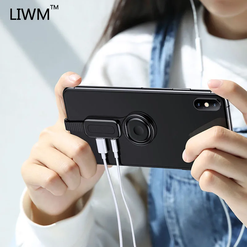 

LIWM Dual Adapter & Ring Holder 3.5 Audio&charger Adjust Phone Holder fast charging Lighting for iPhone X 7 8 iOS Adapter OTG