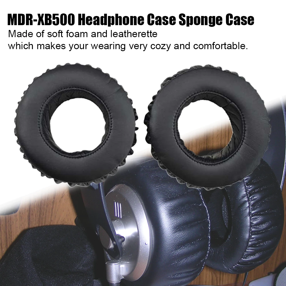 1pair Protective PU Leather Audio Wired Headphones Ear Pads On Ear Cushion Soft Replacement Parts Cover Round For Sony MDR XB500