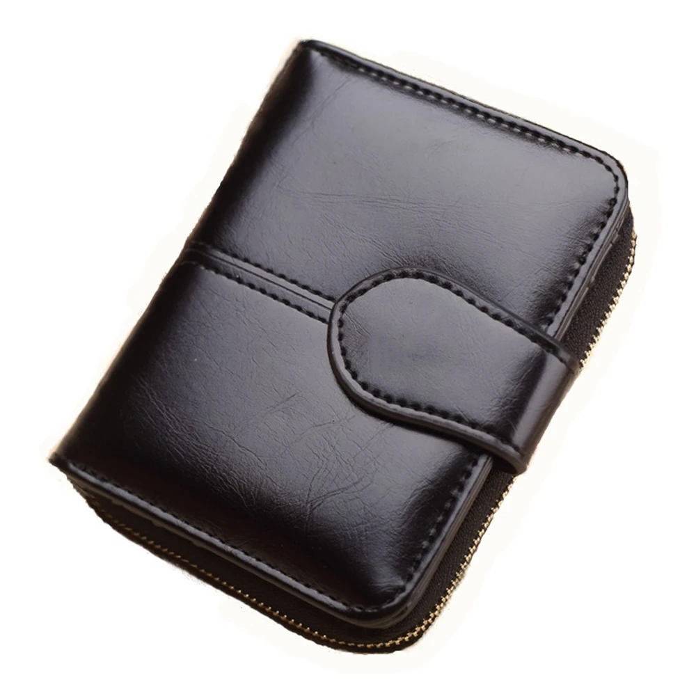Short Black Корейский Повседневный женский длинный/короткий кошелек на молнии, женский клатч, держатель для карт, застежка-молния, складной кошелек, кошелек для мелочи из искусственной кожи - Цвет: Short Black