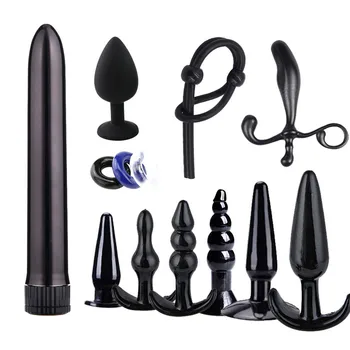 

13pcs Anal Butt Plugs Dildo Vibrator Ring cock anal beads Massaging Beginner Kit Set Sex Toys Prostate Massage #4S10