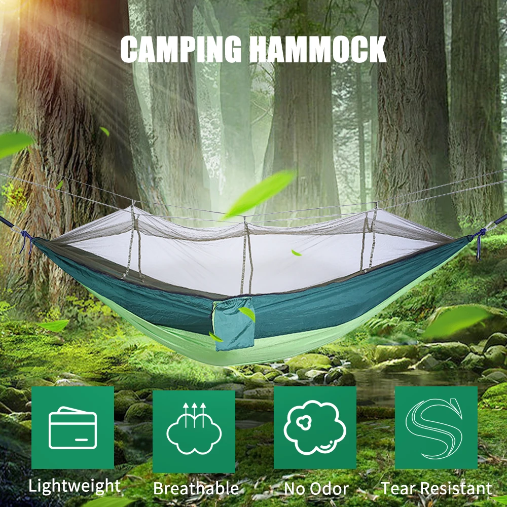 

New Outdoor Mosquito Net Parachute Hammock Camping Hammock With Mesh Net Lightweight Portable Nylon Hammock for Outdoor Travel