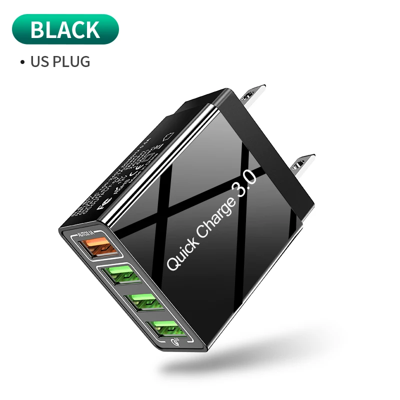 Udyr Quick Charge 4,0 3,0 USB зарядное устройство для iPhone 11 samsung S10 A50 huawei P30 Pro EU US 4 порта быстрое настенное зарядное устройство для мобильного телефона - Тип штекера: 4 Port Black US