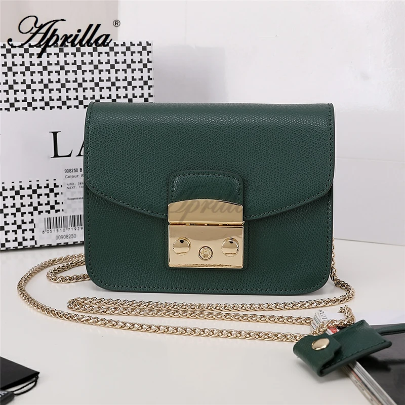 blackish green Aprilla дизайнерские брендовые сумки 17 см, маленькие сумки из натуральной кожи с клапаном, женская сумка на плечо с цепочкой, сумки через плечо 201 - Цвет: blackish green