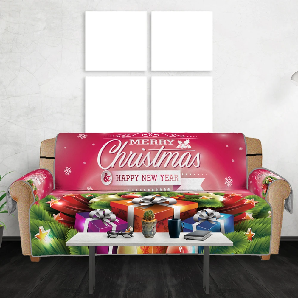 Счастливого Рождества мебель чехлы на сиденья протектор чехол Санта Клаус печатных диван Чехлы 1/2/3 сидения, цена производителя для Гостиная
