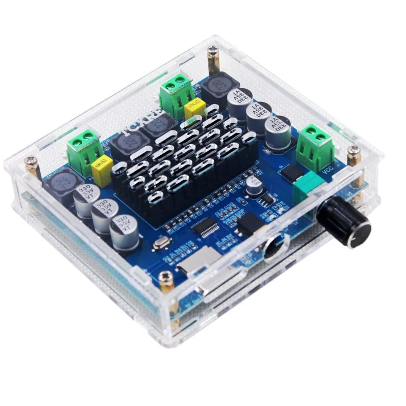 Amplifier With Box XH-A105 Bluetooth 5,0 TDA7498 цифровой усилитель плата 2x100 Вт стерео аудио усилитель модуль Поддержка TF карты AUX - Цвет: Amplifier With Box