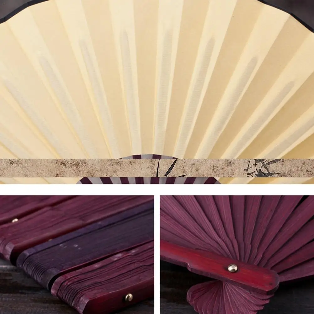 AUGKUN 1PC 8 inch/10 inch Silk Cloth Blank Chinese Folding Fan Wooden Bamboo Antiquity Folding Fan For Calligraphy Painting