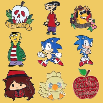 

SP084 Wholesale 10pcs/lot Hedgehog Metal Enamel Pins and Brooches for Lapel Pin Backpack Bags Badge Collection Gifts For Kids