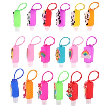

30ml Silicone Embossed Cute Colored Cartoon Panda Mermaid Mini Hand Sanitizer Detachable Cover Travel Portable Refillable Bottle