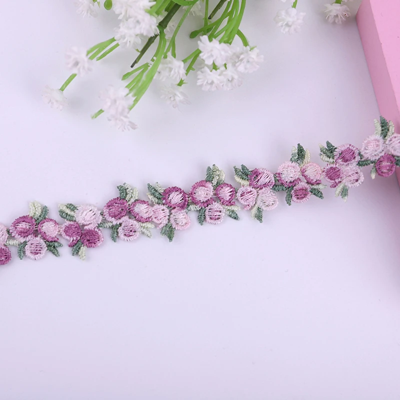 Lace Sewing Accessories 2Yards Cherry Flower Embroidery Trim for DIY Clothes Necklace Collars