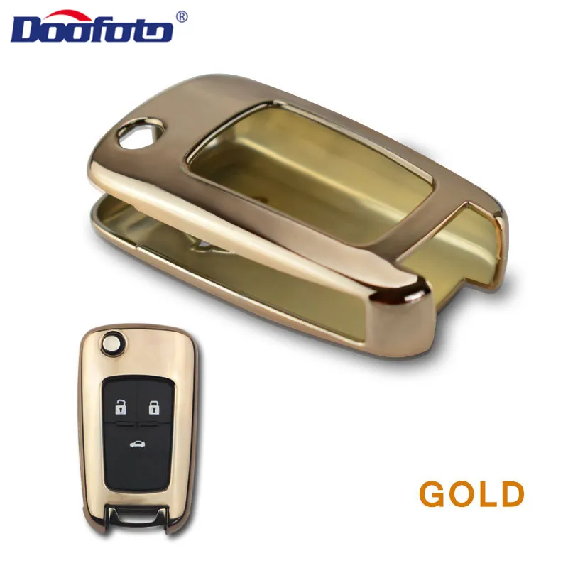 Doofoto Автомобильный ключ защитный чехол для Chevrolet Cruze Aveo TRAX Opel Astra Corsa Meriva Zafira Antara ASTRA Mokka Insignia - Цвет: Золотой