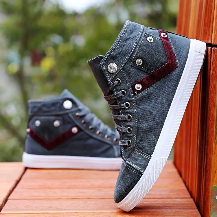 Для Мужчин's Скейтбординг обувь высокие кроссовки, дышащие, красного цвета, спортивная обувь, для студентов; уличная прогулочная обувь Мужская обувь - Цвет: grey