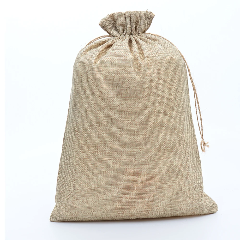 

25x35cm Handmade Drawstring Packaging Bag Burlap Wedding Party Christmas Gift Bags Pouches Jute Bags