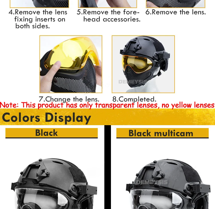 Airsoft Tactical Helmet + Mask + Goggle Sets