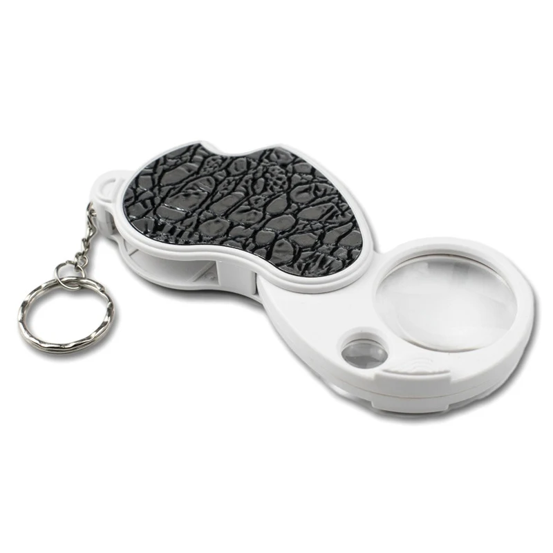 

8X 20X Foldable Pocket Magnifier Keychain Double Magnifying Glass Reading Maps Menus Documents Jewelry Glass Loupe With LED AHPU