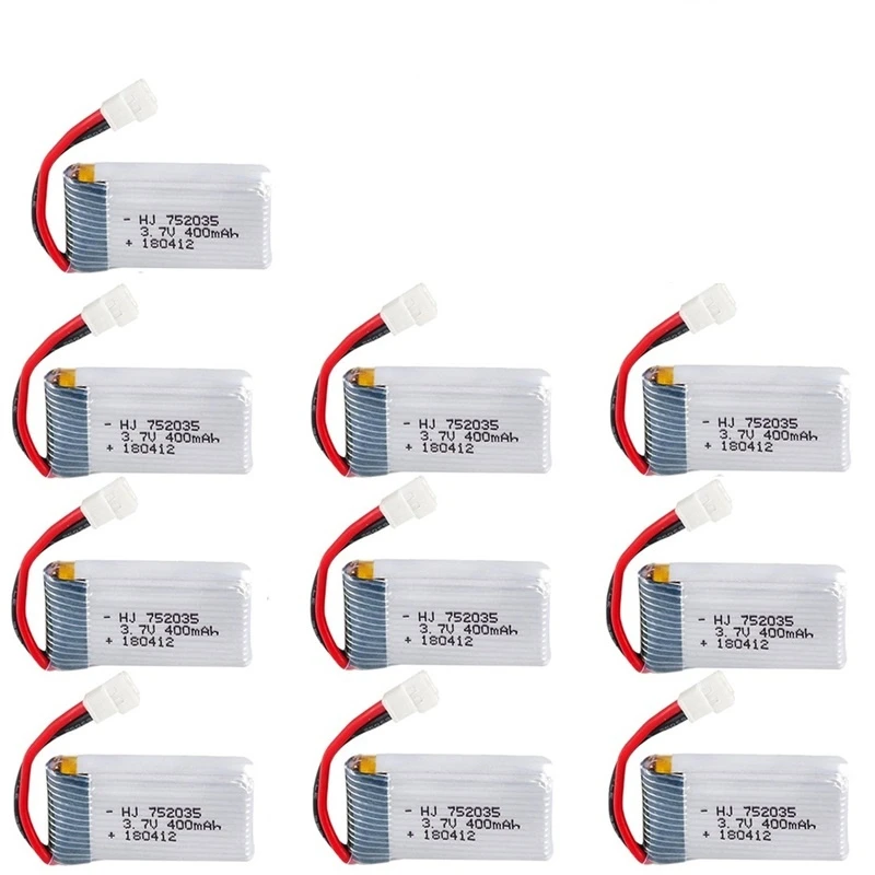3,7 V 400mAh 35C Lipo аккумулятор+ зарядное устройство для X4 H107 H31 KY101 E33C E33 U816A V252 H6C RC Квадрокоптер Дрон запасная часть 10 шт - Цвет: Белый