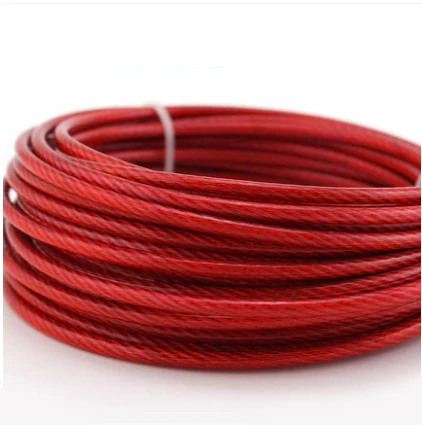 304 Тип стали Веревка 2 3 4 мм красные цветные из ПВХ пластика покрытием СТАЛЬНАЯ ВЕРЕВКА многожильный провод твист линия одежды подвесной способ сушки завязывание
