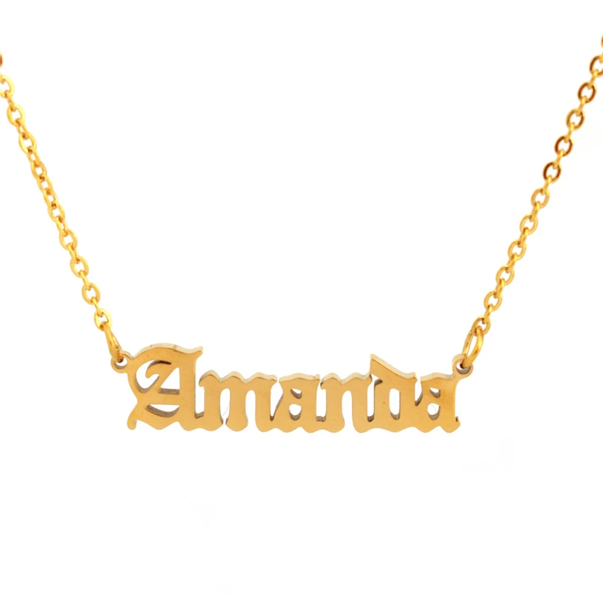 Ожерелье для женщин из нержавеющей стали с именем старого английского на заказ, персонализированное ожерелье с подвеской Аманда Анжела - Окраска металла: Amanda