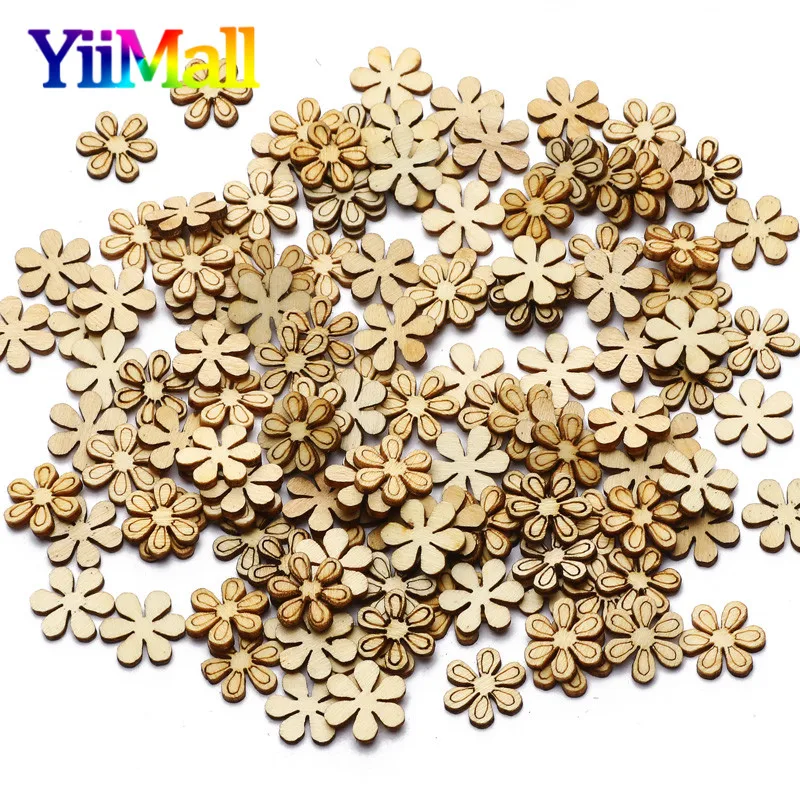 100 шт. 11 мм натуральные деревянные ломтики цветов МДФ фанерный шаблон