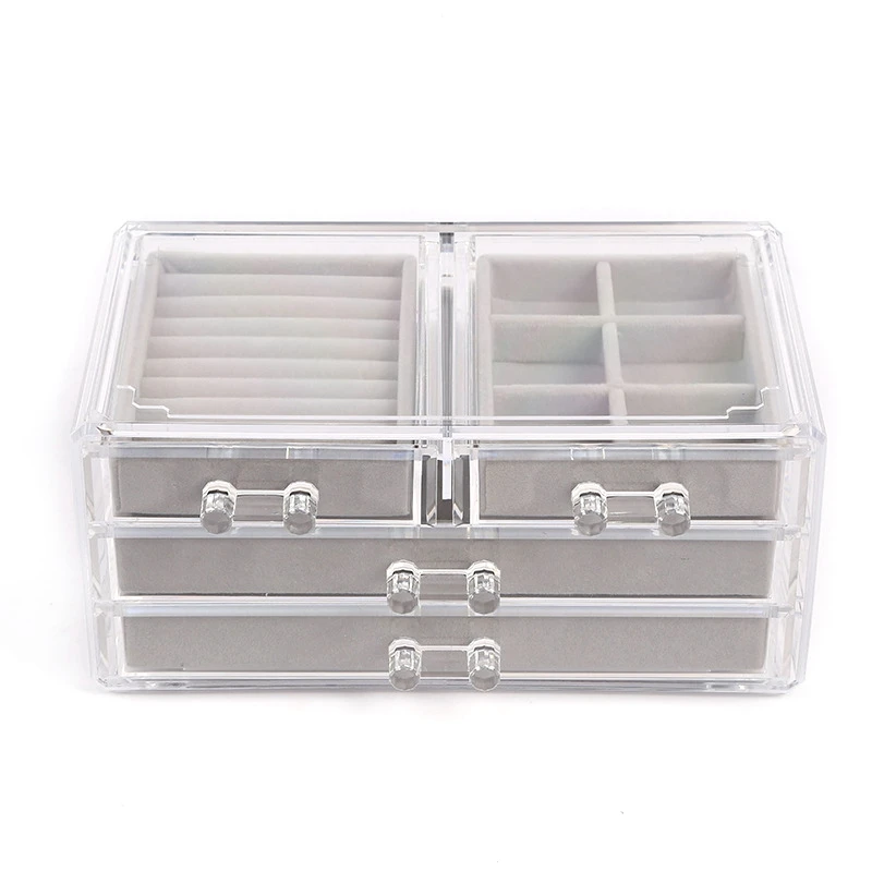 

Dustproof Three-Layer Jewelry Storage Display Box Ring Earring Necklace Case Women Pendants Watch Display Stand Box