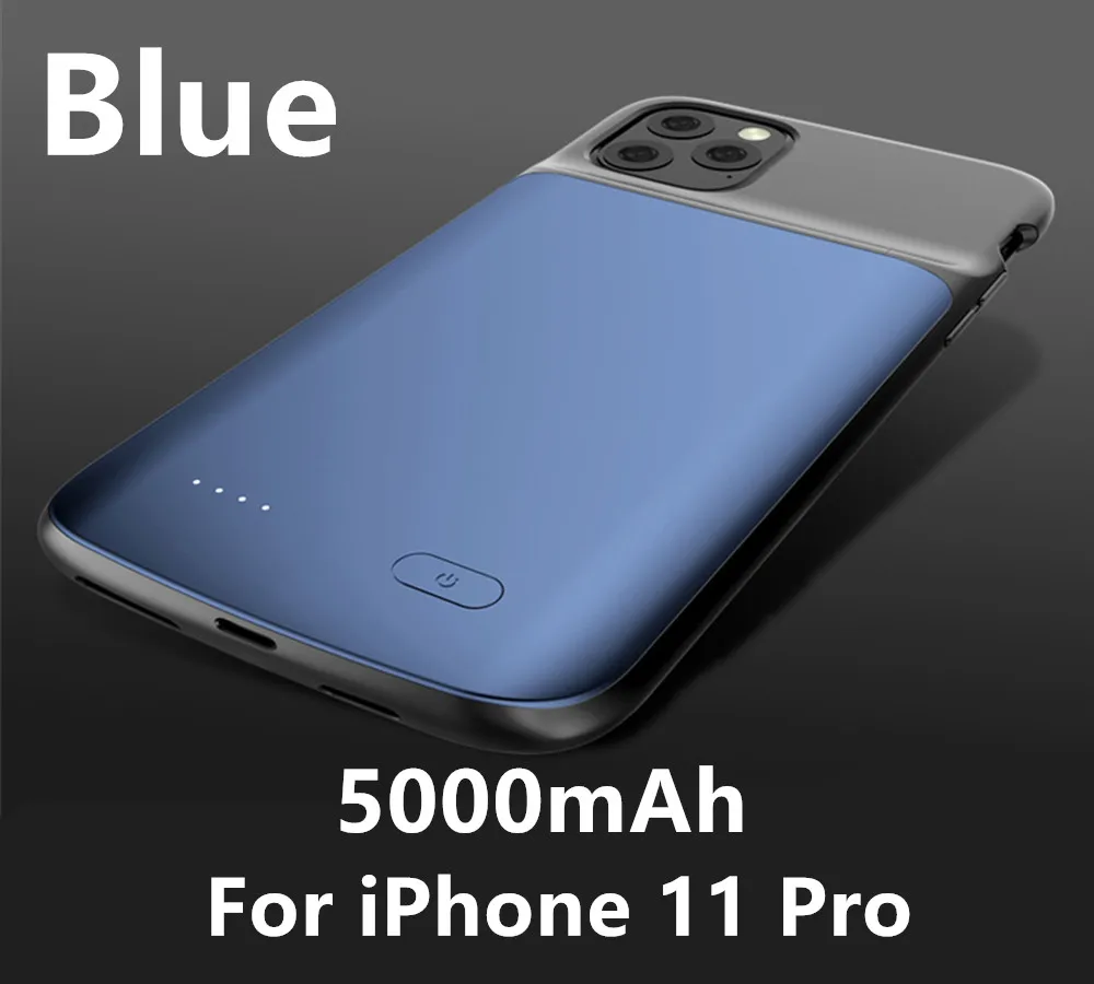 Чехол для аккумулятора для iphone 11 Pro Max 4800/5000 mah, зарядное устройство для iphone 11, внешняя задняя упаковка, чехол для зарядного устройства - Цвет: Blue For 11 Pro