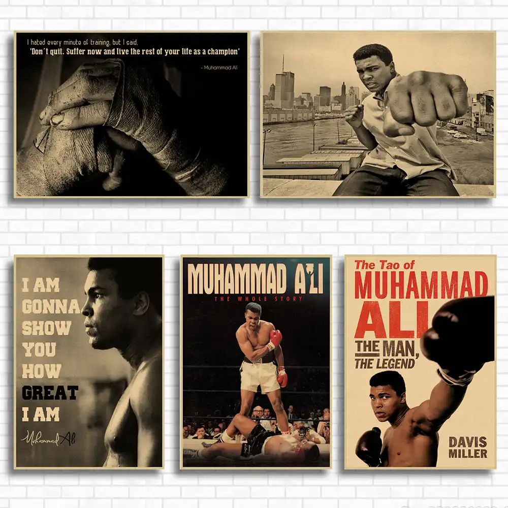 ボクシングチャンピオンモハメド アリ古典的なクラフト紙ポスターカフェ創造壁紙インテリア装飾 Interior Decor Kraft Paper Posterpaper Poster Aliexpress