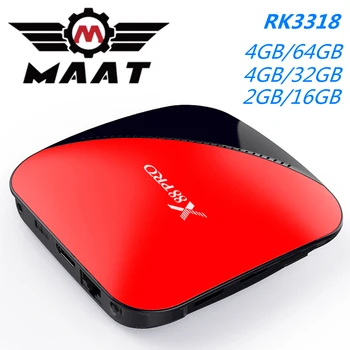 

MAAT X88 Pro Android 9.0 TV Box 4GB Ram 64GB Rom Quad Core Set Top Box Rockchip RK3318 2.4G/5GHz Wifi Youtube 4K Media Player