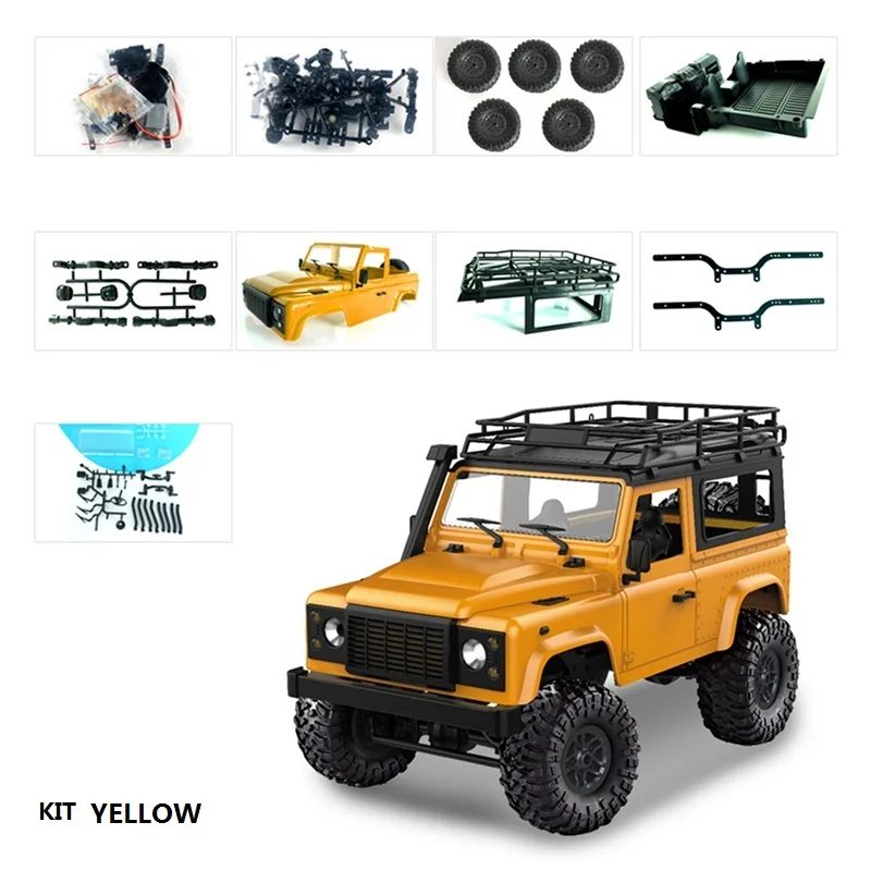MN90 DIY 1:12 Радиоуправляемый гусеничный Автомобиль 2,4G 4WD не пульт дистанционного управления набор автомобилей радиоуправляемые игрушки в разобранном виде набор автомобилей Defender Pickup boy подарок грузовик подарок - Цвет: MN90-YELLOW