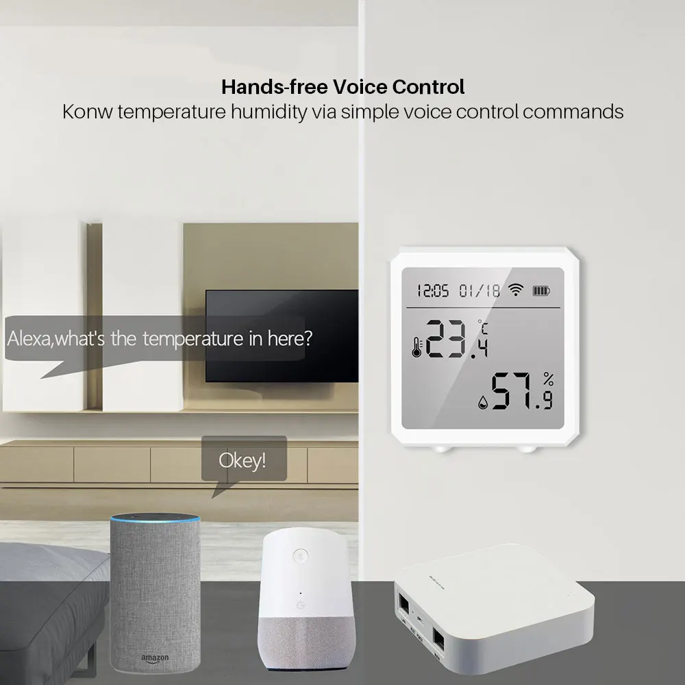 Tuya WIFI sensore di umidità della temperatura igrometro interno rivelatore  termometro Smart Life supporto telecomando Alexa Google Home - AliExpress