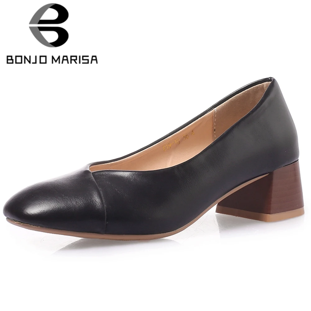 

BONJOMARISA Plus Size 32-46 New Ladies Spring Autumn Office Lady Pumps Fashion Chunky Heels Pumps Women Casual Shoes Woman