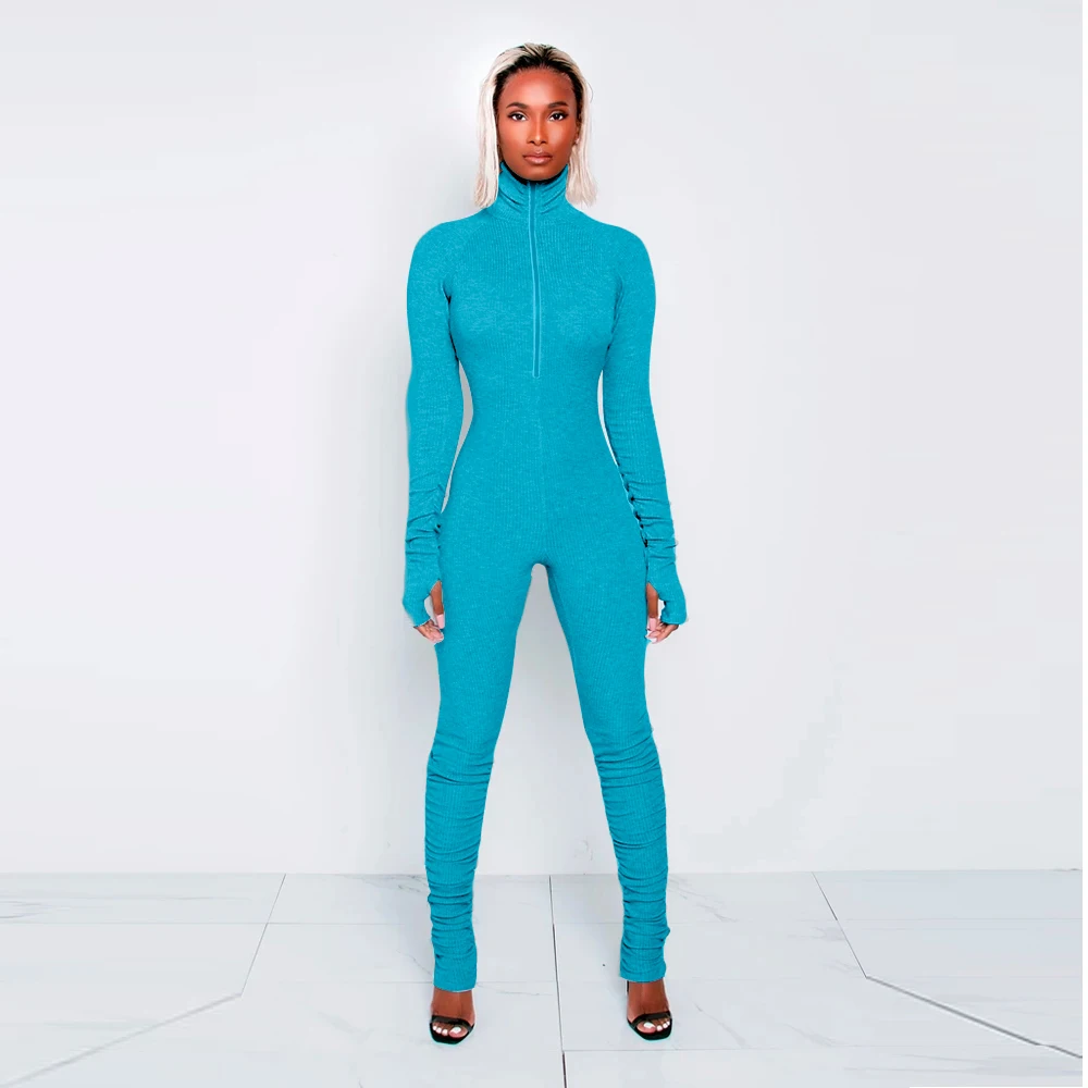 blue cotton jumpsuit